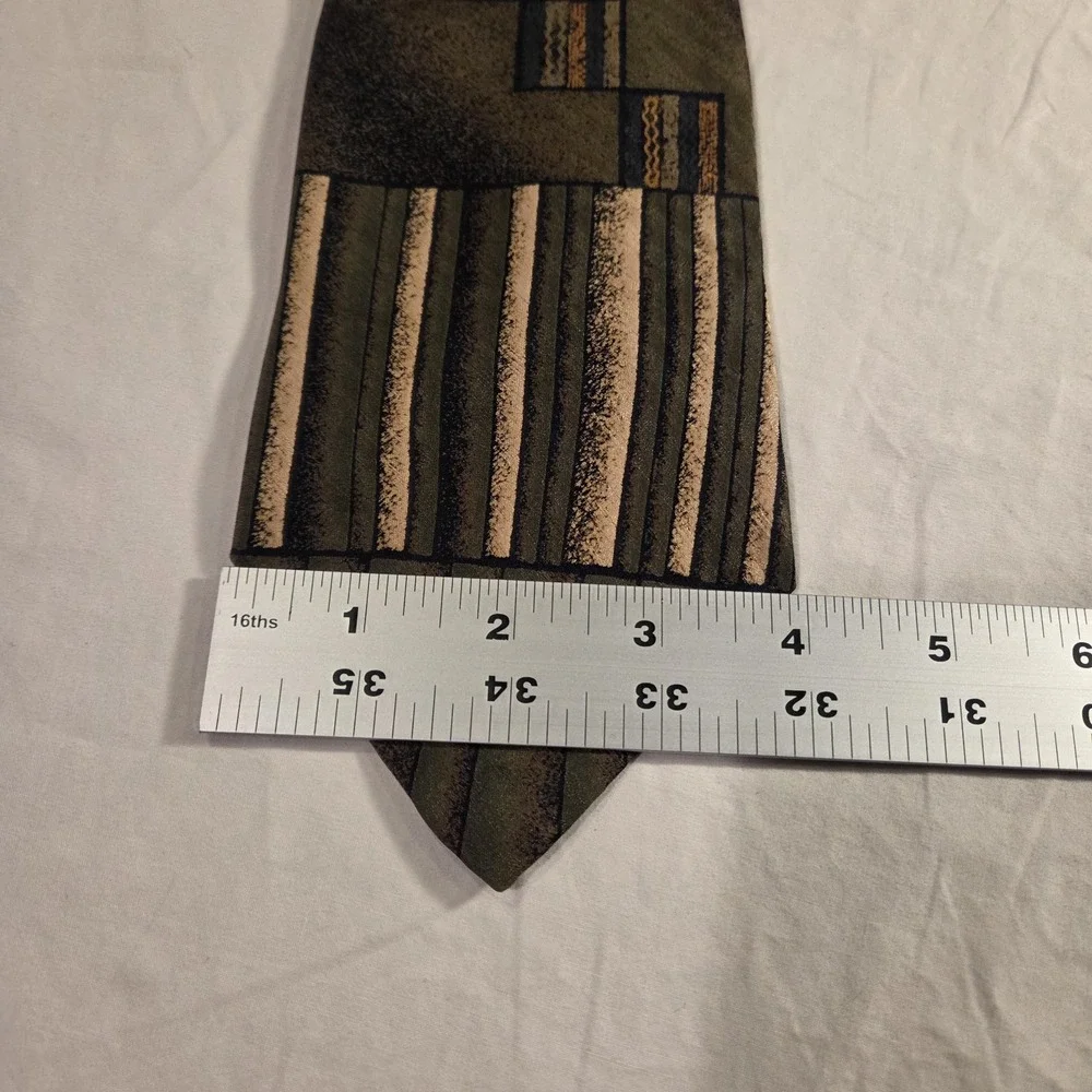Conte di Milano 100% Silk Tie Men's‎ Necktie, Made In USA, Green Black Multi